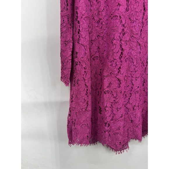 Adam Lippes Long Sleeve Lace Trapeze Midi Dress Women 8 Pink Feminine Romantic - Picture 8 of 11